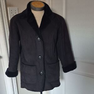 Chic Black Faux Suede Teddy Jacket for Women